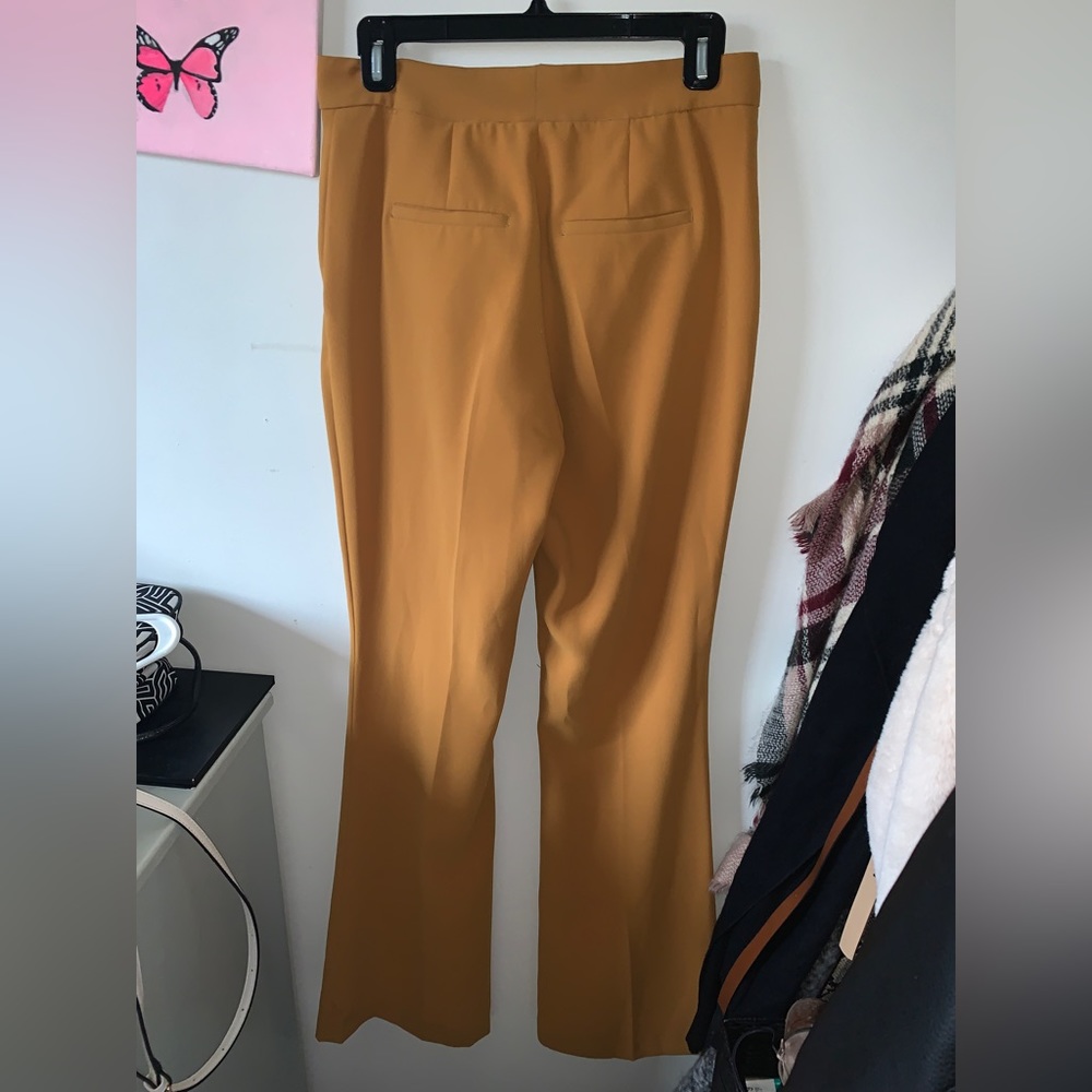 Mustard yellow flare leg dress pants